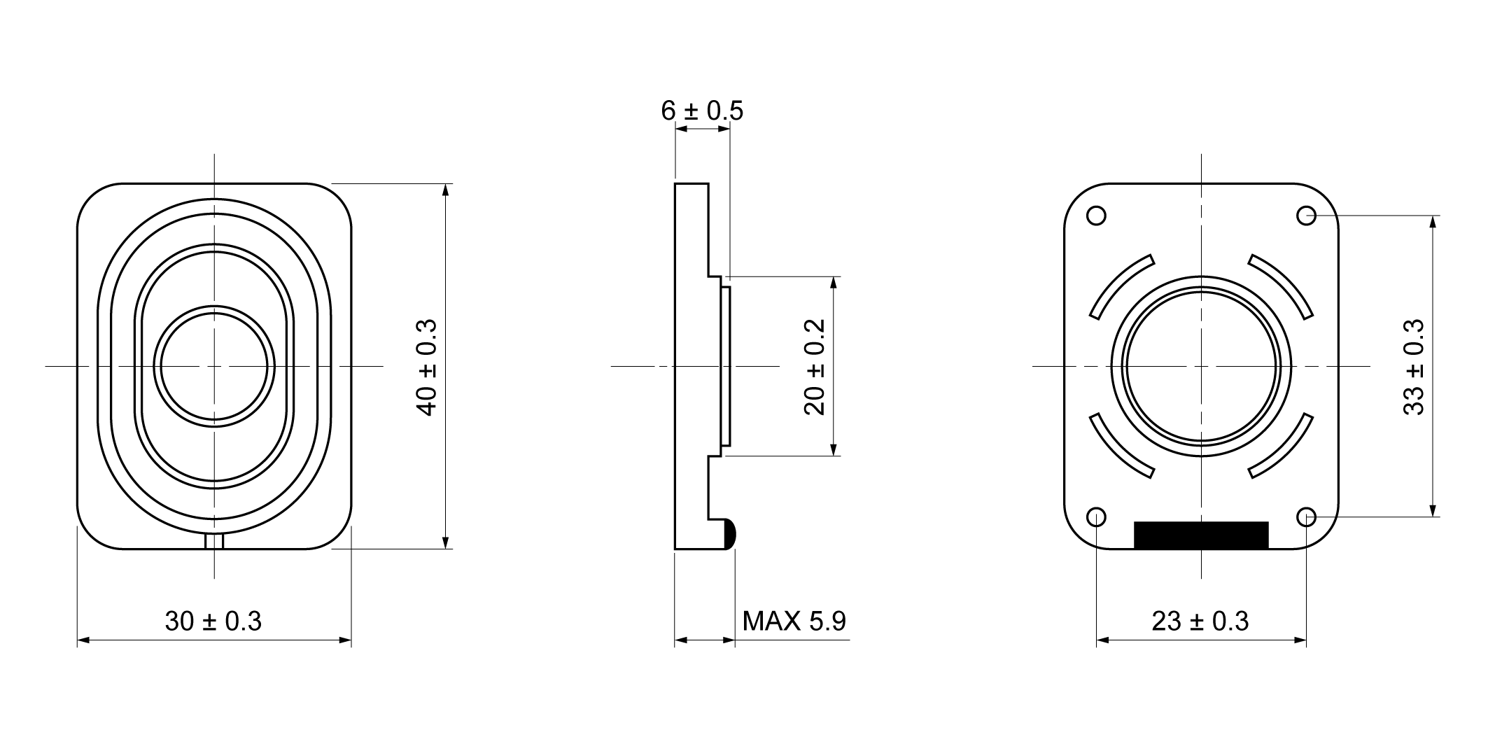 OSS38-4030-6A2.0W4 Mechanical Drawing